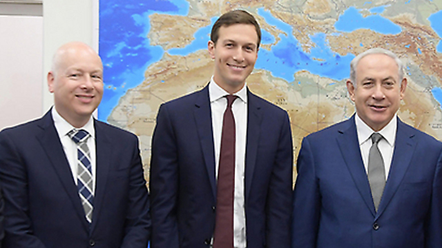 Prime Minister Netanyahu with Jared Kushner and Jason Greenblatt  (Photo: Amos Ben Gershom/GPO)