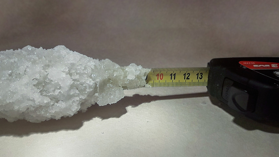 גוש הסוכר שגידלה גרינברג על מטר (צילום: שי-לי הורודי) (צילום: שי-לי הורודי)