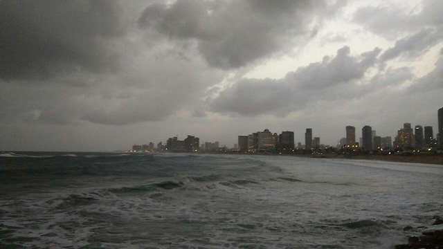 ענני הסערה בנמל יפו, מוקדם יותר היום (צילום: משי בן עמי) (צילום: משי בן עמי)