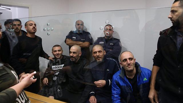 The five suspected of the assault, including Mouyal, third from the right (Photo: Motti Kimchi)