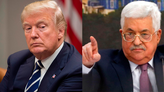 US President Donald Trump; Palestinian President Abbas (צילום: AFP)