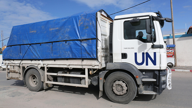 UNRWA truck going into the Gaza Strip (Photo: AFP)