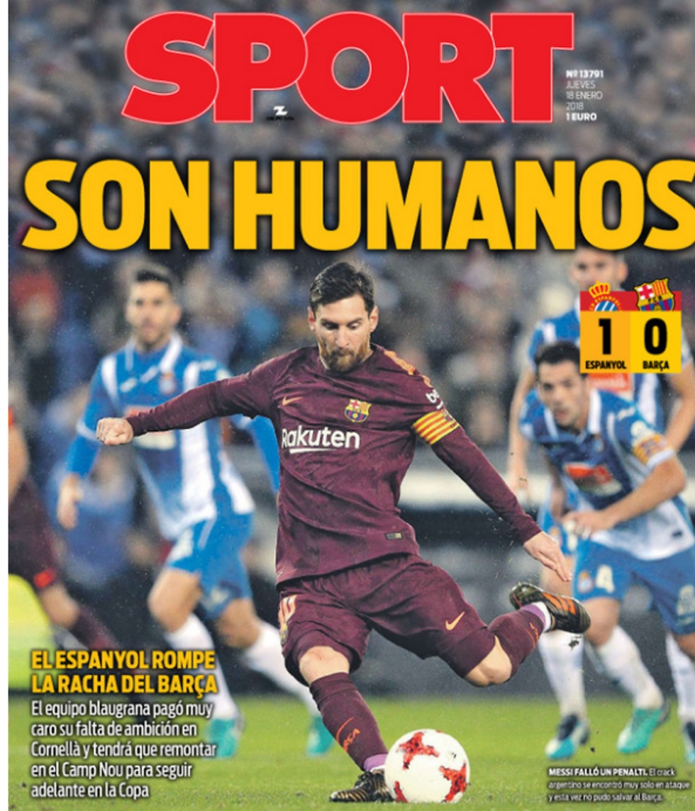 "הם אנושיים". שער העיתון "ספורט" ()