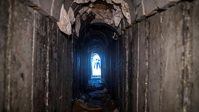 Tunnel revealed on the Israel-Gaza-Egypt border near Kerem Shalom (Photo: Reuters)