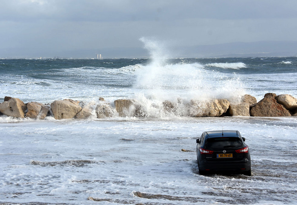 הגלים כיסו את חוף בת גלים בחיפה (צילום: מונט גלפז ) (צילום: מונט גלפז )