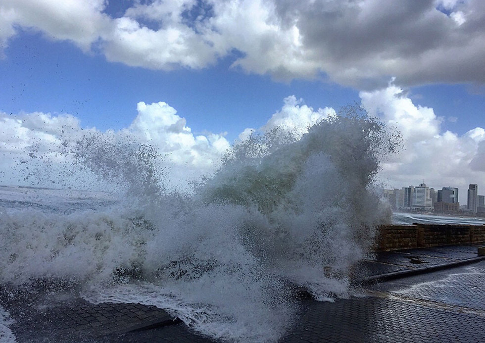 גלים שטפו את הטיילת ביפו (צילום: עידו ריפין) (צילום: עידו ריפין)