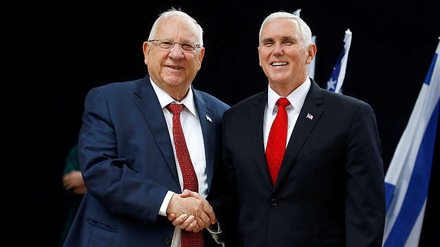 President Rivlin and US Vice President Pence (Photo: Reuters)