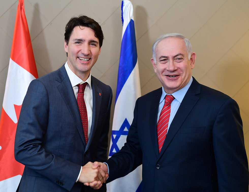 Netanyahu with Canadian Prime Minister Justin Trudeau (Photo: Amos Ben Gershom, GPO)