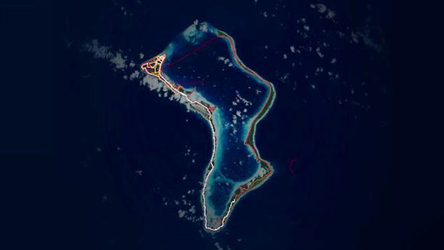 "מפת החום" של "סטרבה" מראה את מיקומו של מתקן צבאי אמריקני בדייגו גרסיה, אי באוקיינוס ההודי ()