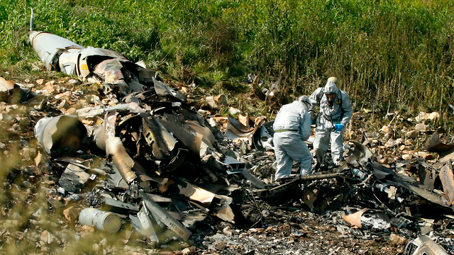 Debris of the downed F-16 plane in northern Israel  (Photo: AFP)