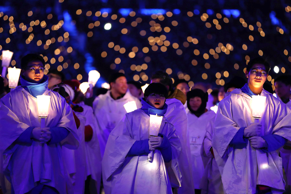 טקס הפתיחה של אולימפיאדת החורף בפיונגצ'אנג, דרום קוריאה (צילום: AFP) (צילום: AFP)