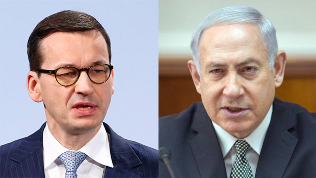 Polish PM Mateusz Morawiecki (L) and Israeli PM Benjamin Netanyahu (Photos: Reuters, Emil Salman)