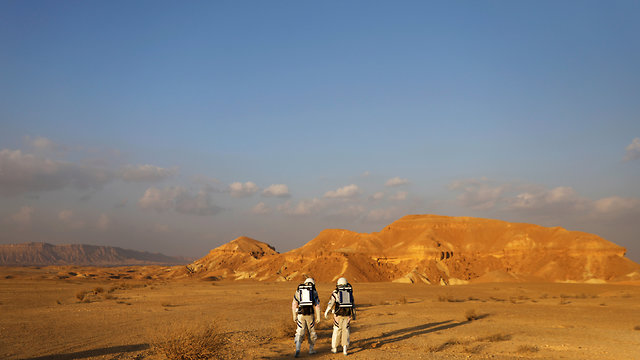 Researchers in Mitzpe Ramon participated in a project simulating Mars (Photo: Reuters)