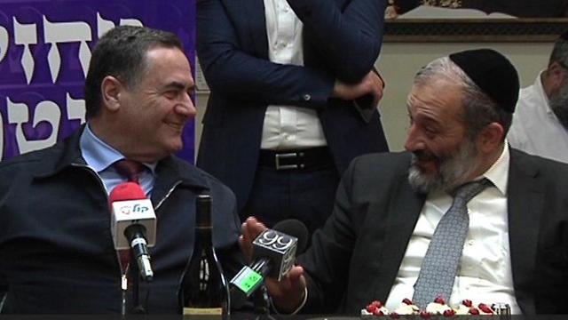Transportation Minister Katz (L) and Interior Minister Deri agreed PM Netanyahu had 'unbelievable luck' (Photo: The Knesset Channel)