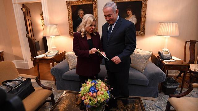 Netanyahu and his wife in Washington, Sunday (Photo: Haim Zach/GPO)