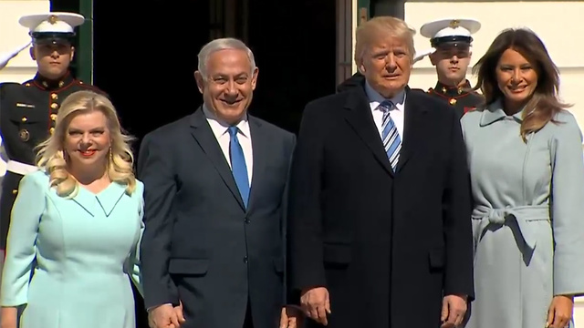 President Trump and First Lady Melania welcome Prime Minister Netanyahu and his wife Sara to the White House (Photo: Reuters)