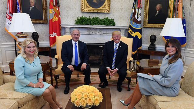 The Trumps and the Netanyahus in the Oval Office of the White House