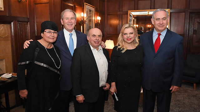 L-R: Avital Sharansky, fmr. US President Bush, Natan Sharansky, Sara and Prime Minister Netanyahu