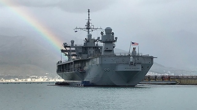 USS Mt. Whitney near Haifa (Photo: IDF Spokesmans unit)