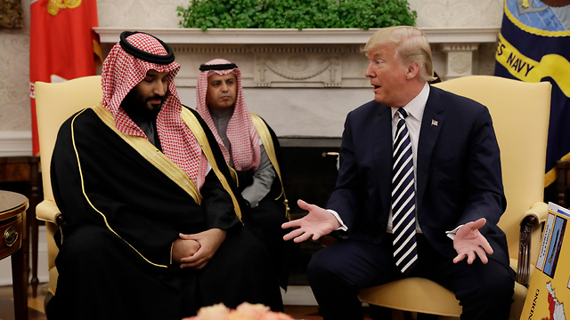 Saudi Crown Prince bin Salman (L) with President Trump during his visit to Washington (Photo: AP)