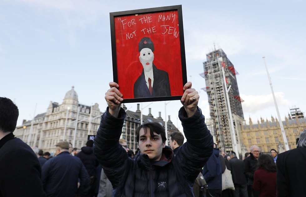 British Jews protest outside parliament against Labour's Jeremy Corbyn (Photo: AFP)