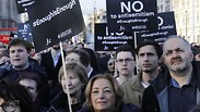 British Jews protest outside parliament against Labour's Jeremy Corbyn (Photo: AFP)