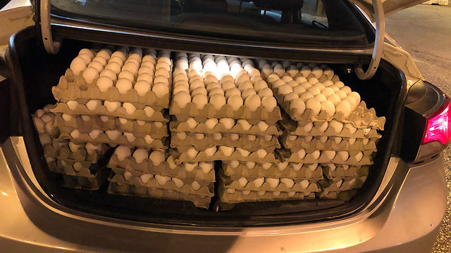 Police thwart attempt to smuggle 12,000 eggs through Jerusalem vicinity crossings (Photo: Police Spokesperson's Unit)