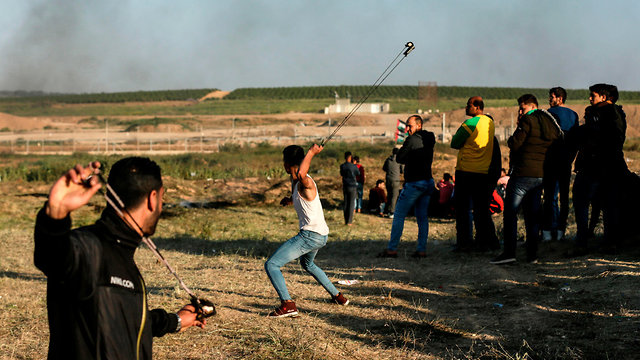 Palestinian protesters on Saturday (Photo: AFP)