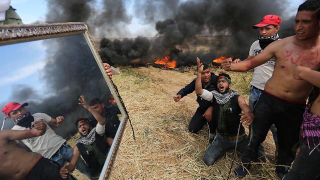 פלסטינים מנסים לסנוור את כוחות צה