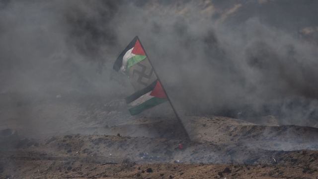 Палестинский флаг со свастикой. Фото: пресc-служба ЦАХАЛа