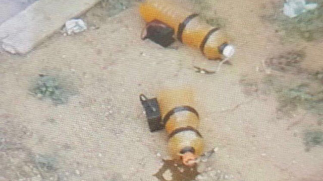 The 2 IEDs discovered in the wake of the Palestinians' incursion (Photo: IDF Spokesperson's Unit)