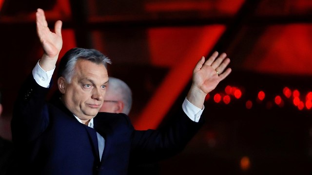 ראש ממשלת הונגריה ויקטור אורבן ניצחון בחירות כלליות בודפשט (צילום: רויטרס)
