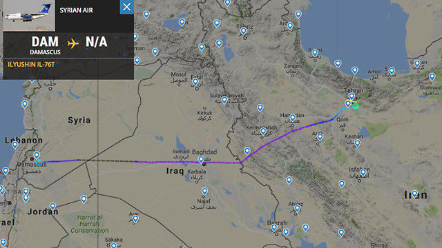 Карта полета сирийского Ил-76