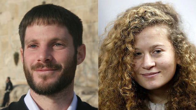 MK Smotrich (L) was temporarily banned from Twitter for saying Ahed Tamimi should have been shot in the knee (Photo: Ishi Hazani, EPA)