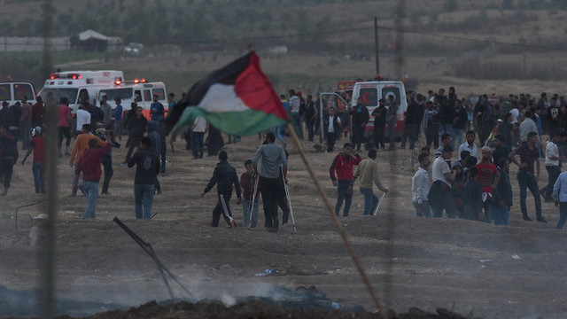 הפרות סדר אלימות הפגנה רצועת עזה יום שישי ל פלסטינים (צילום: דובר צה