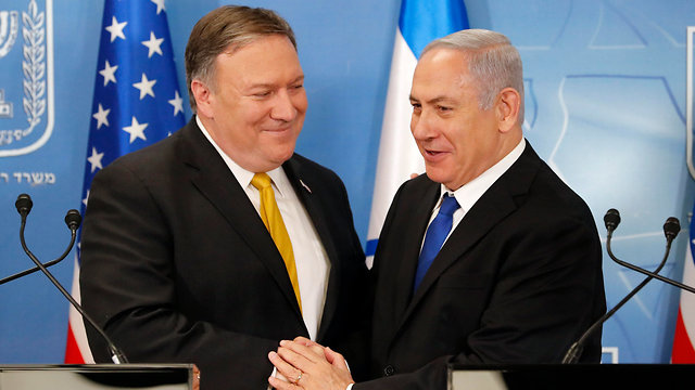US Sect. of State Pompeo (L) and PM Netanyahu during latter's visit to Israel. Pompeo let US's European allies know deal was 'over' (Photo: EPA)