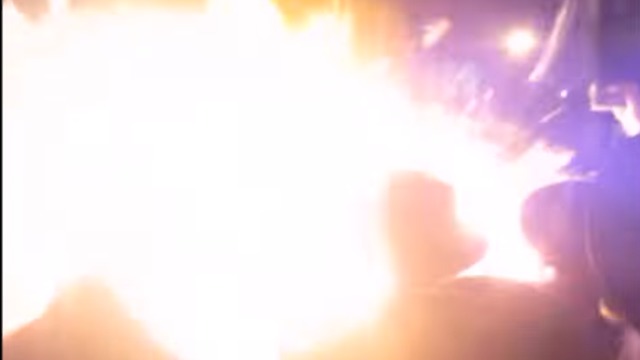 The fireball erupting in the north London Lag B'Omer celebration (Photo: Yeshiva World News)