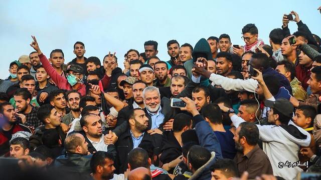 Hamas leader Ismail Haniyeh on the border