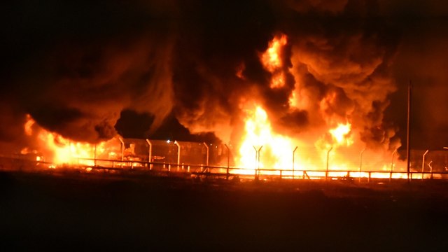 Kerem Shalom border crossing set ablaze during Friday's border protest (Photo: IDF Spokesman's Office)