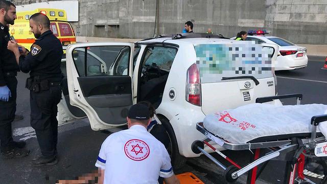 תאונת דרכים בתל אביב (צילום: תיעוד מבצעי מד