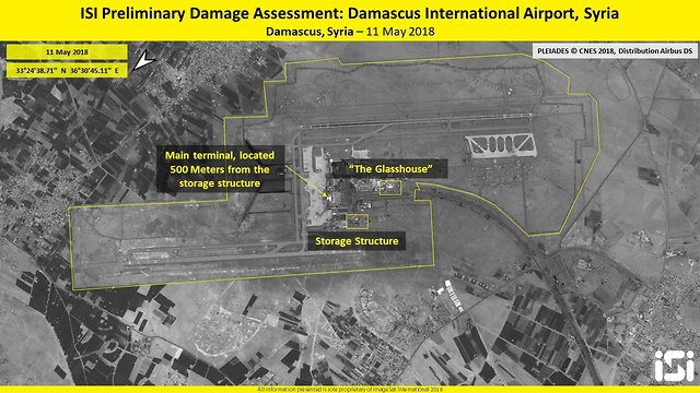 צילומי לווין של תוצאות התקיפה הישראלית בסוריה (צילום: ImageSat International ISI)