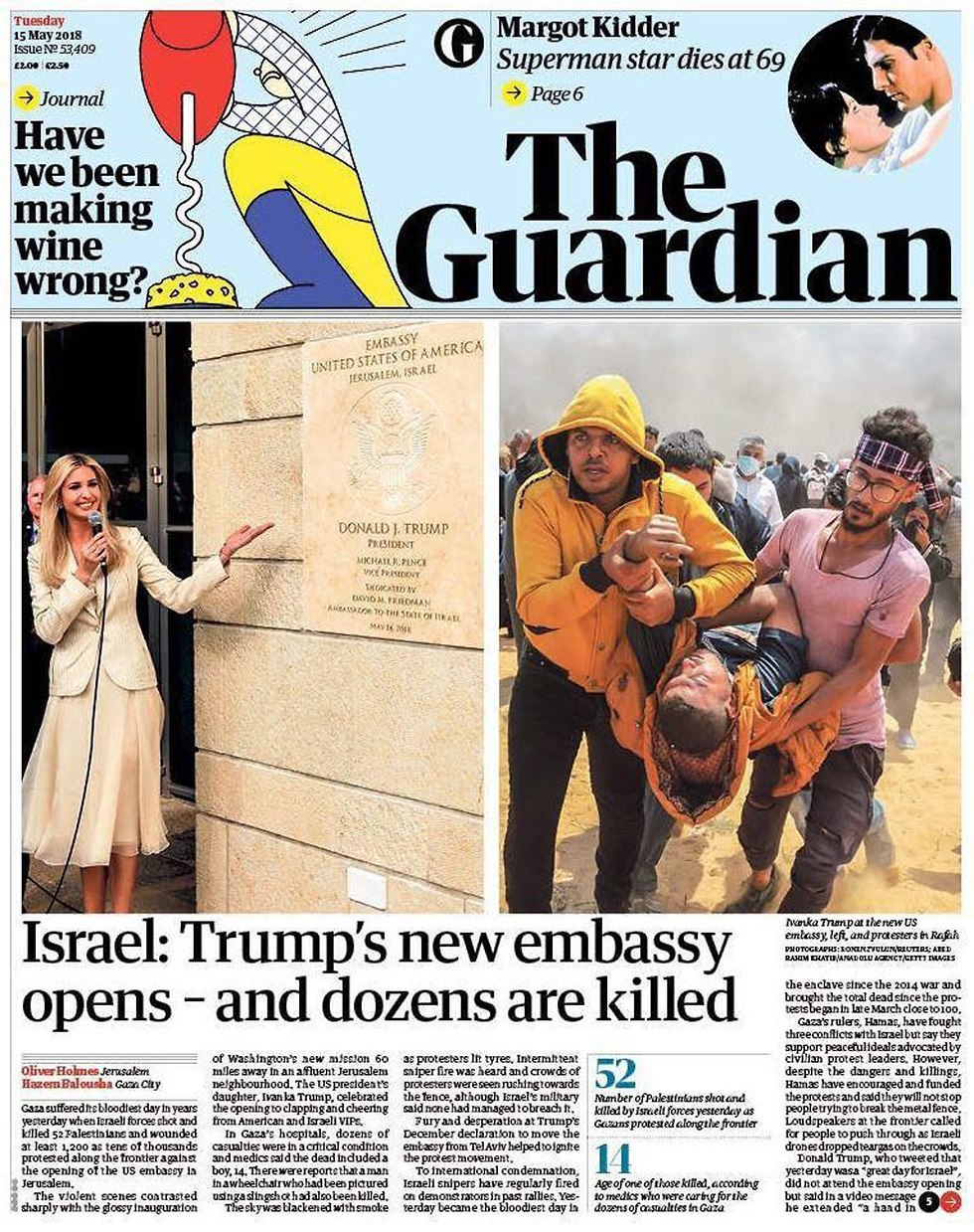 The embassy and Gaza in The Guardian too