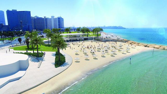 Проект парка, который будет построен на месте "Дельфинариума". Визуализация предоставлена муниципалитетом Тель-Авива