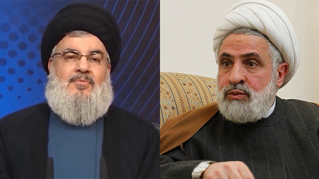 Hezbollah leader Nasrallah (L) and his second-in-command Qassem were targeted by US, Gulf state sanctions, and also placed on Gulf states' terror lists (Photo: Reuters)