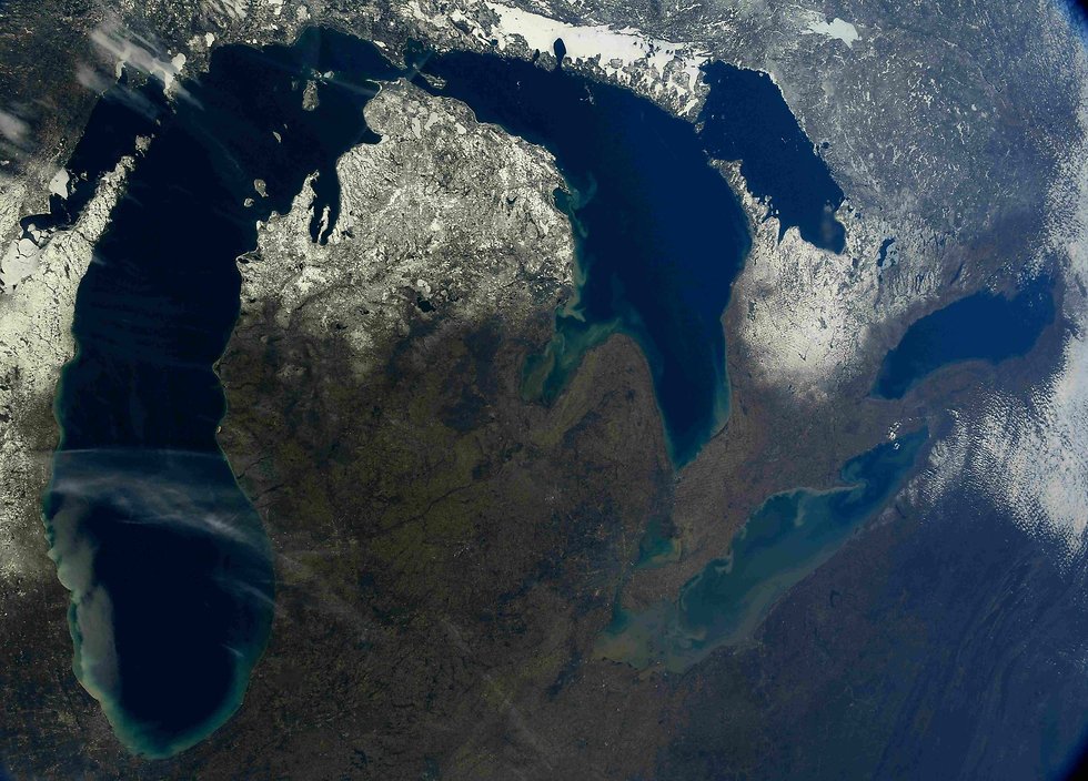 אזור הערים שיקגו, דטרויט וטורנוטו והאגמים הגדולים שלידם (צילום: ריצ'רד ארנולד , נאס