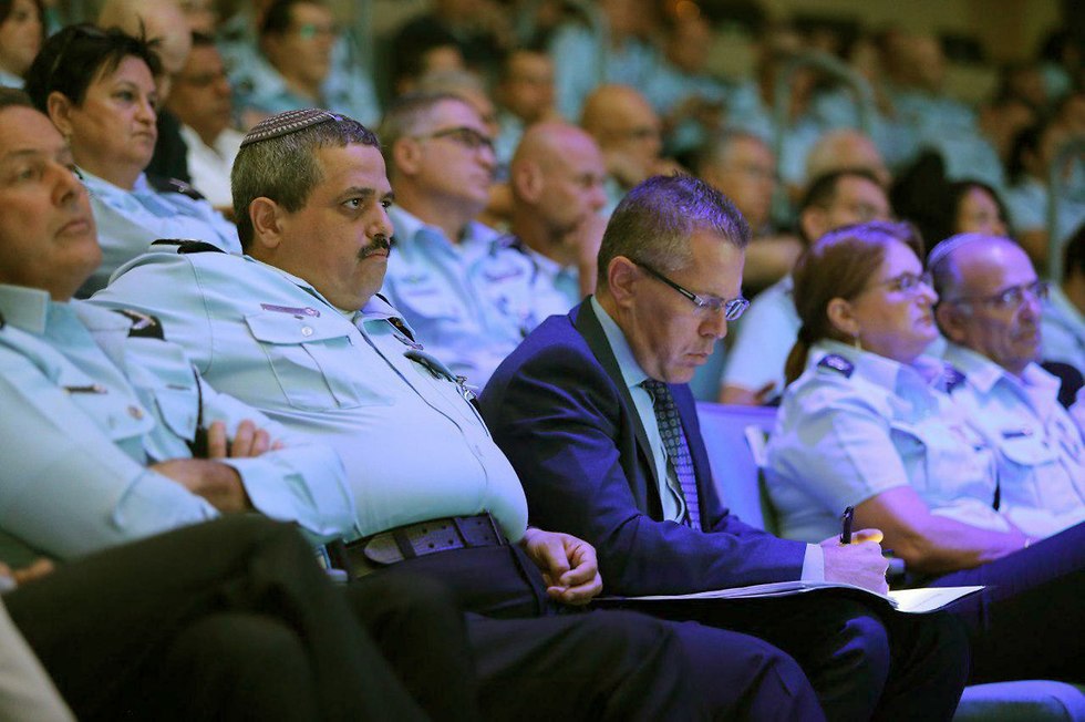 Alsheikh (2nd left) and Public Security Minister Erdan, who said at the ceremony policemen operated in a highly complex environment (Photo: Amit Shabi)