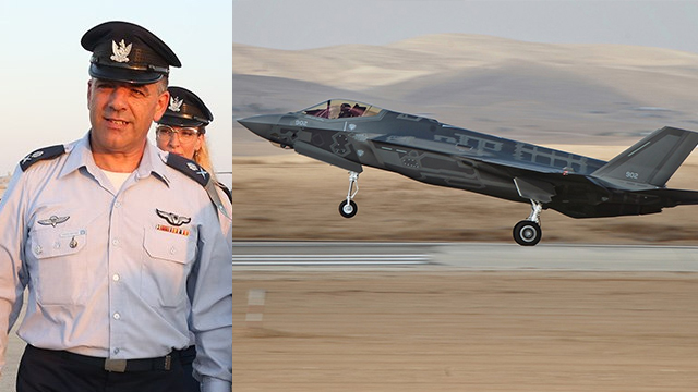 IAF Commander Amikam Norkin and an F-35 fighter jet (Photos: Shaul Golan, IDF Spokesperson's Unit)