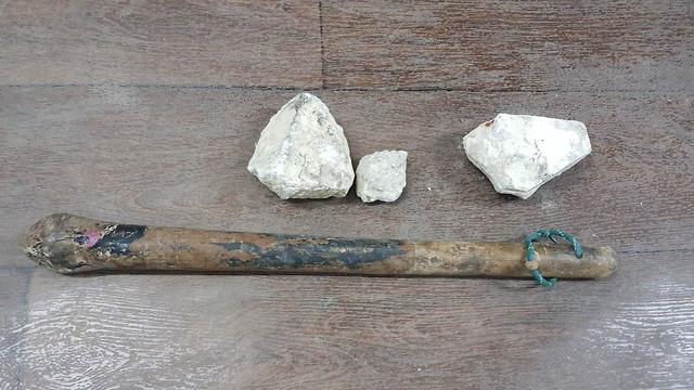 Some of the blunt objects the officers were attacked with (Photo: Israel Police)