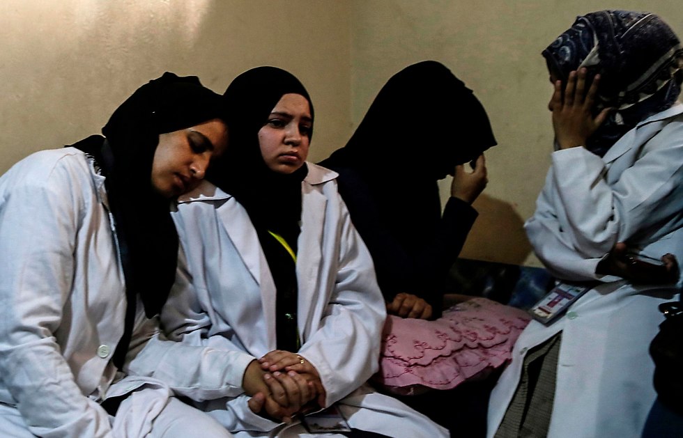 Fellow nurses at Najjar's funeral (Photo: AFP)