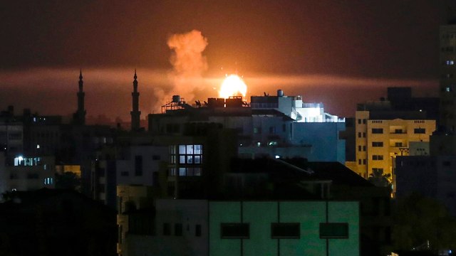 IDF strike in Gaza, Saturday night  (Photo: AFP)